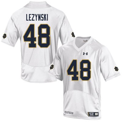 Notre Dame Fighting Irish Men's Xavier Lezynski #48 White Under Armour Authentic Stitched College NCAA Football Jersey LNV5099RE